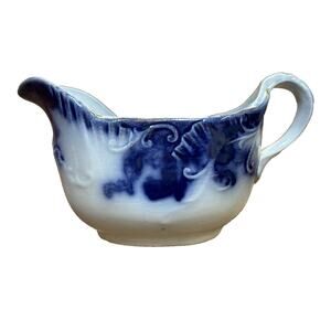 Thomas (Thos) Hughes And Son Flow Blue Gravy Sauce Boat Semi-Porcelain Vintage